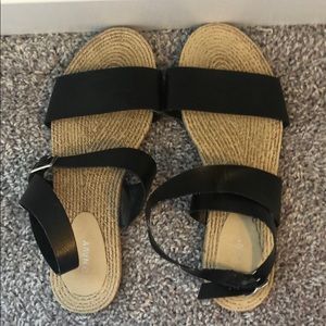 Tan and Black Strappy Sandals